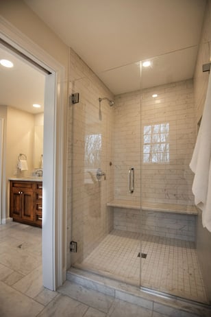 walk-in shower with custom tile in Lexington, MA