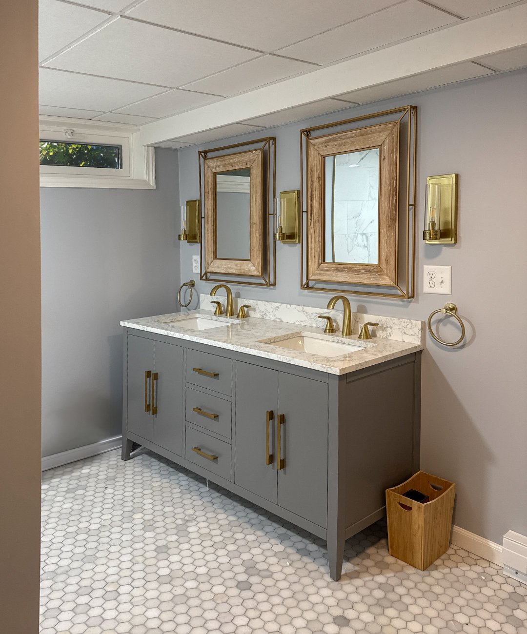Finished Basement Guest Suite Bathroom Double Vanity - TBF