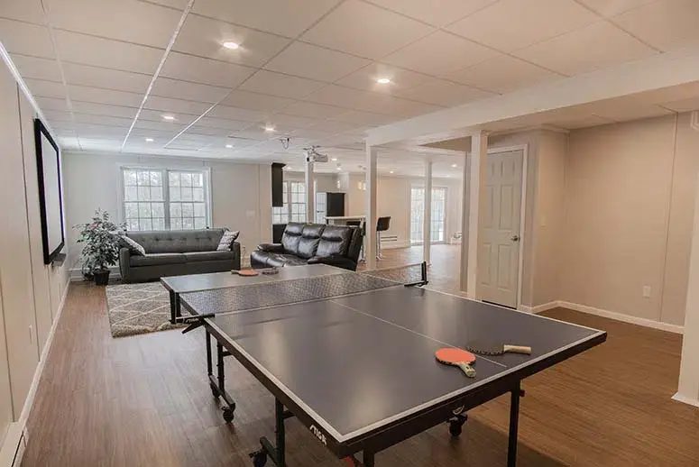 A Stunning Basement Bar and Home Theater