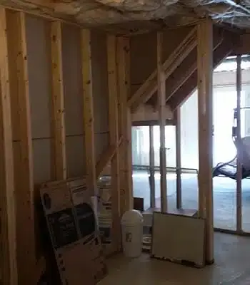 Unfinished wooden staircase